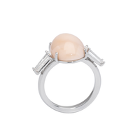 CLEAR PINK ring in 950 platinum, Pink pacific coral and diamonds