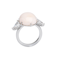 CLEAR PINK ring in 950 platinum, Pink pacific coral and diamonds