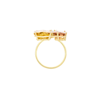 KLAR OOAK ring in 18k yellow gold, golden beryl, tourmaline and aquamarine