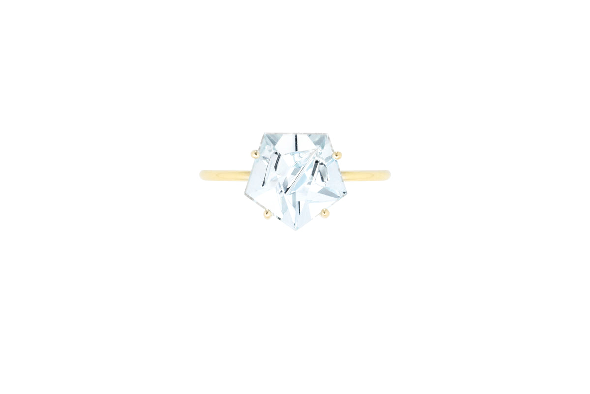 KLAR ring in 18k yellow gold, aquamarine