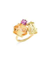 KLAR OOAK ring in 18k yellow gold, citrine, golden beryl and tourmaline