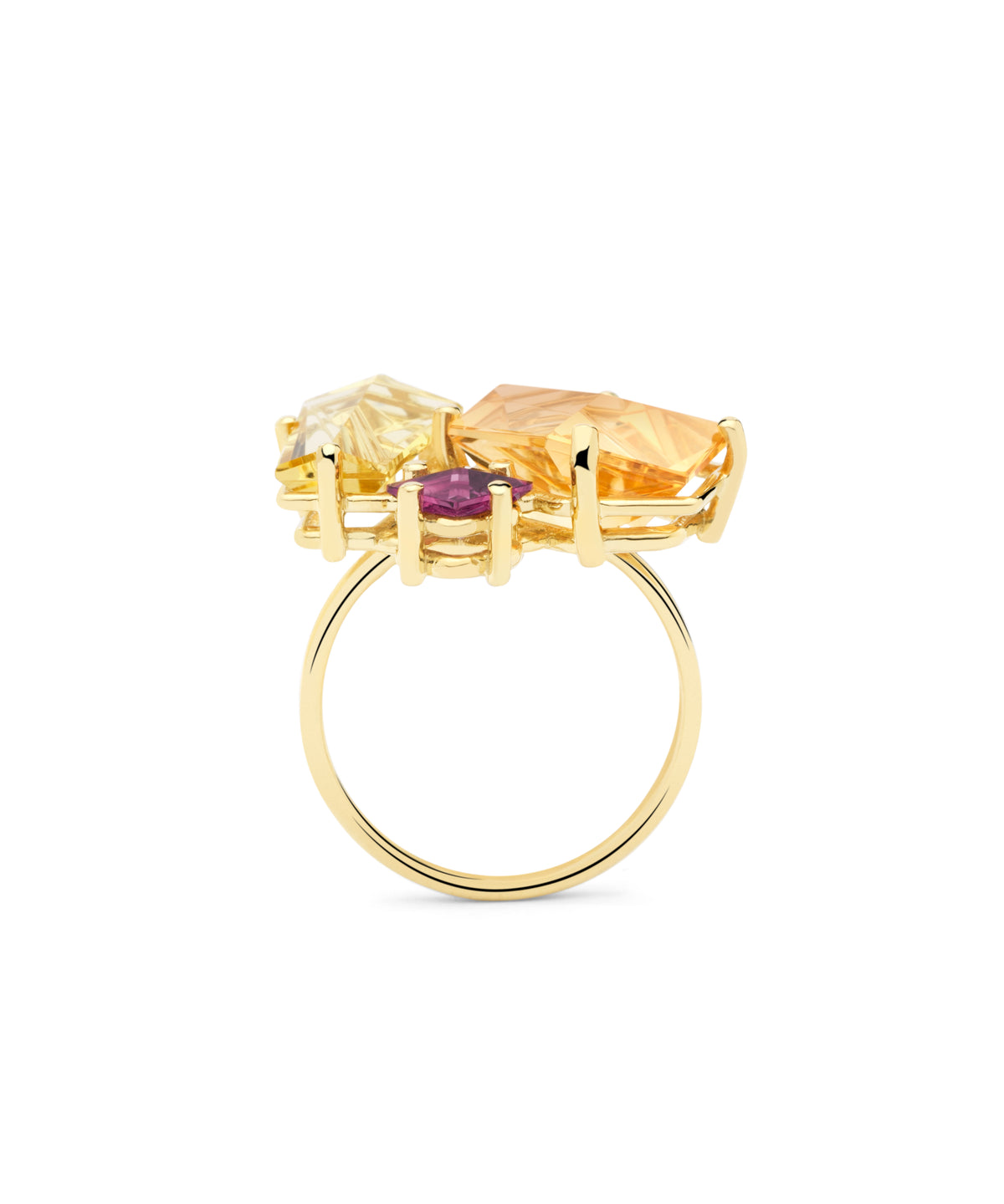KLAR OOAK ring in 18k yellow gold, citrine, golden beryl and tourmaline