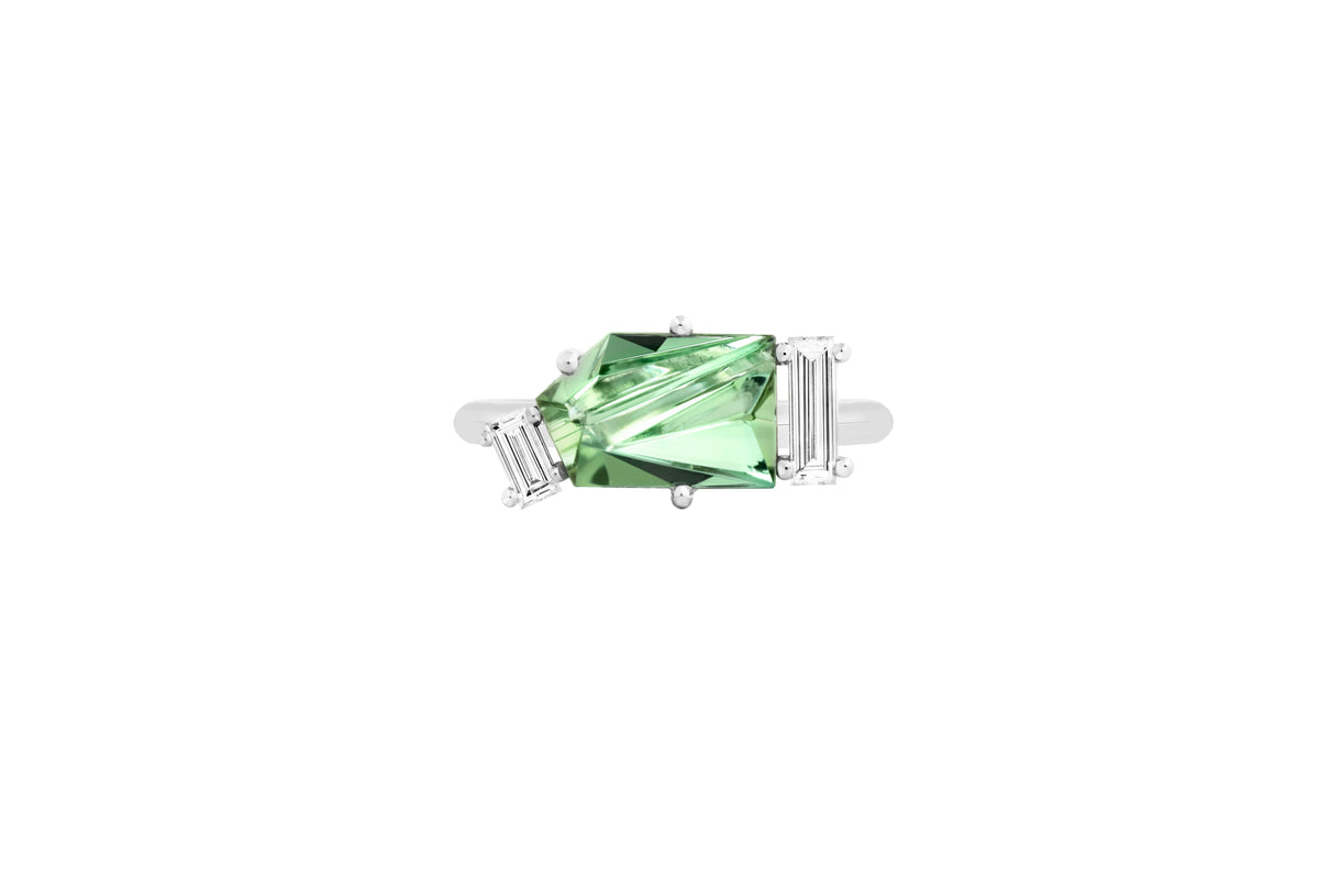 KLAR OOAK ring in 950 platinum, tourmaline and diamonds